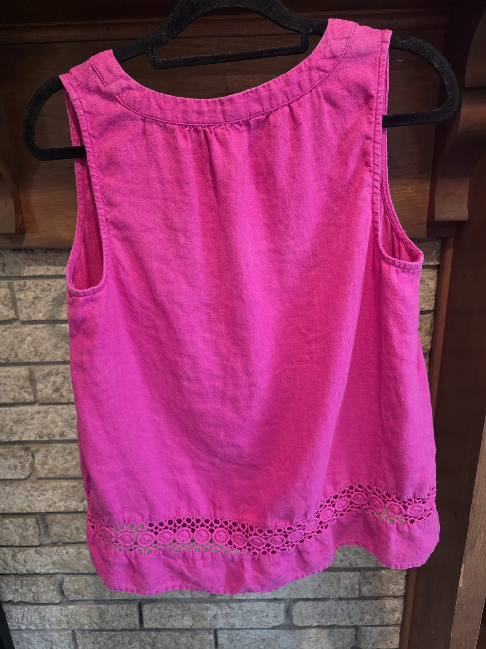 crown & ivy Hot Pink Crochet-Trim V-Neck Tank - Picture 5 of 6